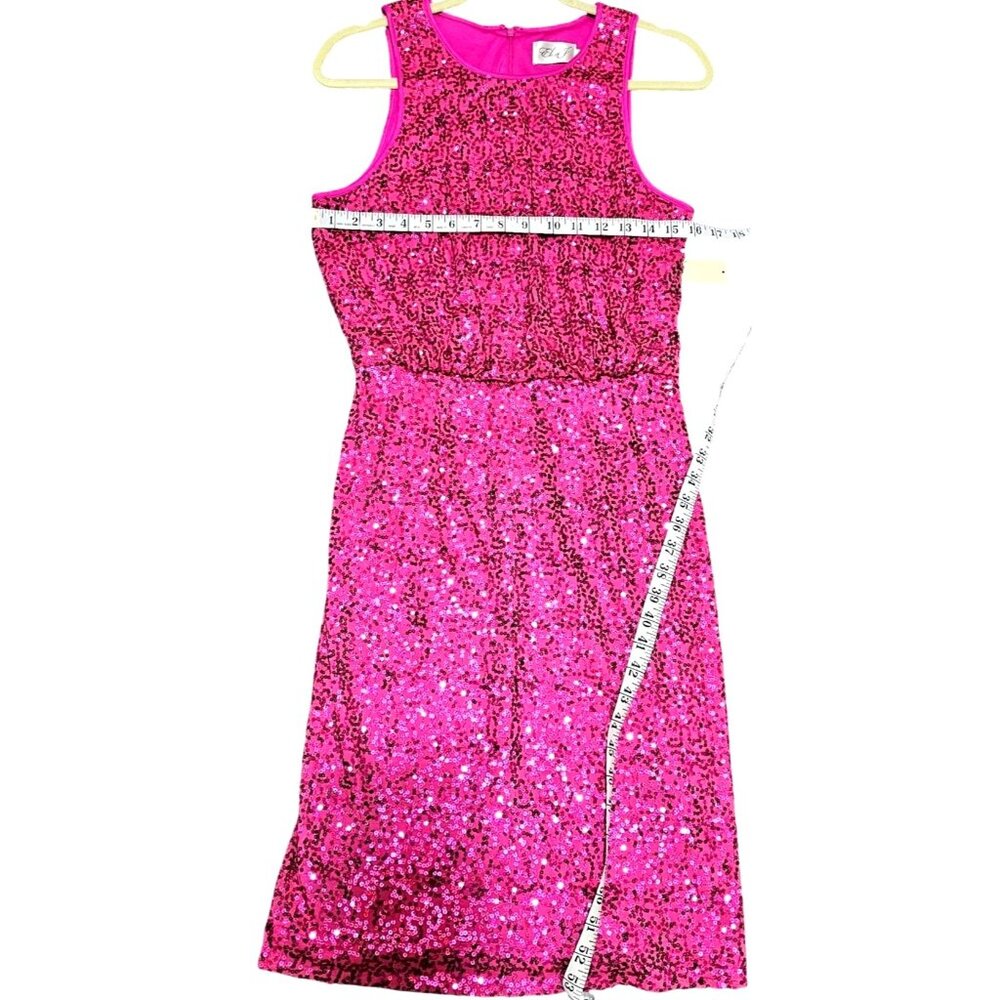 Eliza J Pink Sequin Sleeveless Sheath Dress Size 10 - Picture 13 of 13